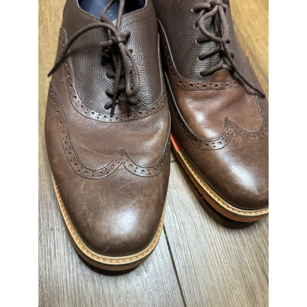 Cole Haan Brown Leather Oxfords with Orange Soles